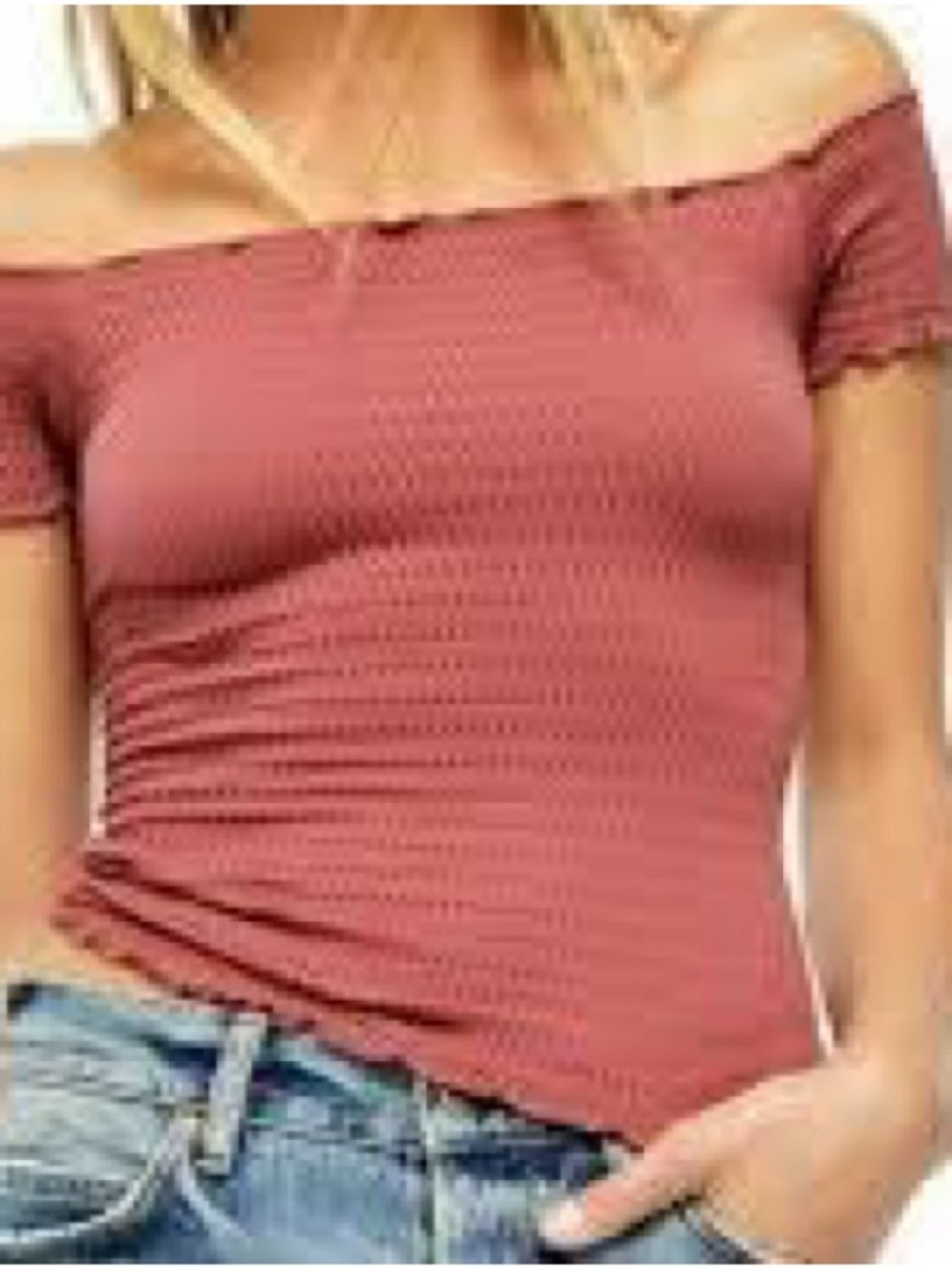 Free People Ribbed Off-Shoulder Camisole in Dusty Rose